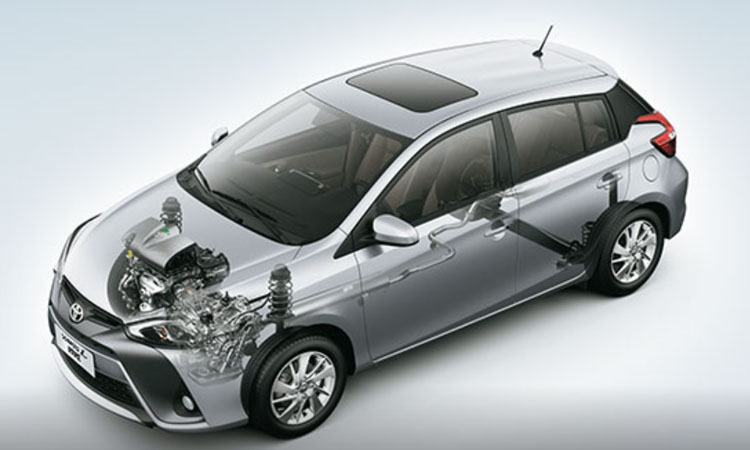 Toyota Yaris L Hatchback เครื่องยนต์เบนซิน 1.5 มีซันรูฟ ที่ประเทศจีน 3 ตำแหน่งเครื่องยนต์ Toyota Yaris L Hatchback