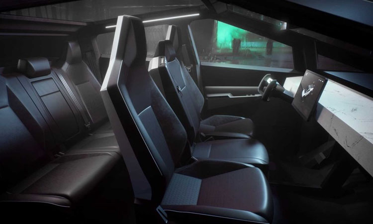 รถกระบะ Tesla Cybertruck EV มอเตอร์ไฟฟ้า 3 ตัว 5 ภภายใน Tesla Cybertruck EV