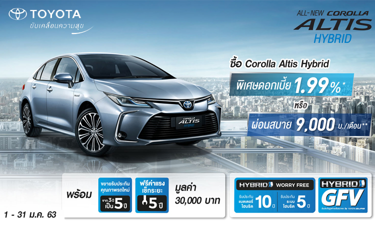 โปรโมชั่น Toyota Corolla Altis สำหรับลูกค้าที่จองและรับรถก่อน 31 มกราคม 2563 นี้